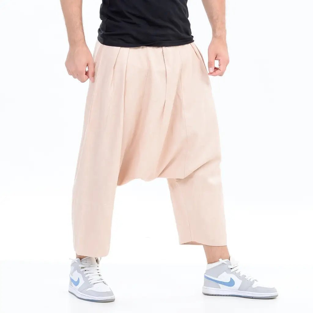 wybzd Men Cotton Linen Trousers Casual Lightweight Loose Fit Drawstring  Pants Summer Trousers with Pockets Khaki XXL - Walmart.com